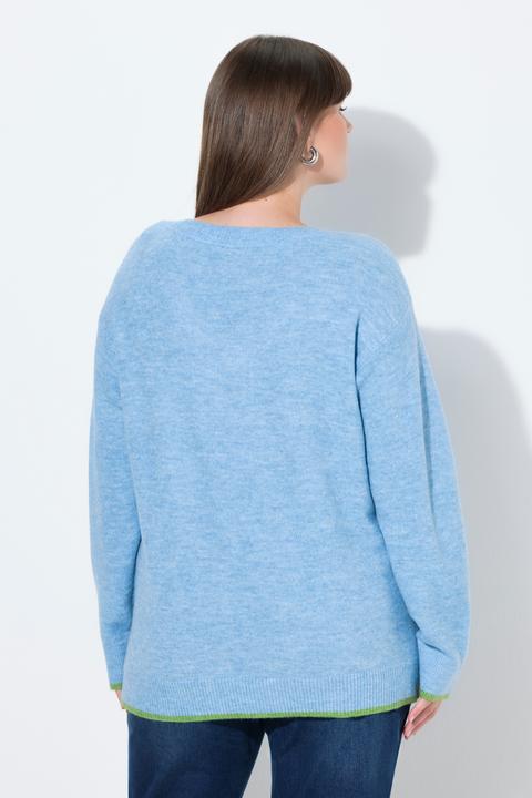 Produktbild Ulla Popken Pullover, Herzstickerei, V-Ausschnitt, Langarm (62)