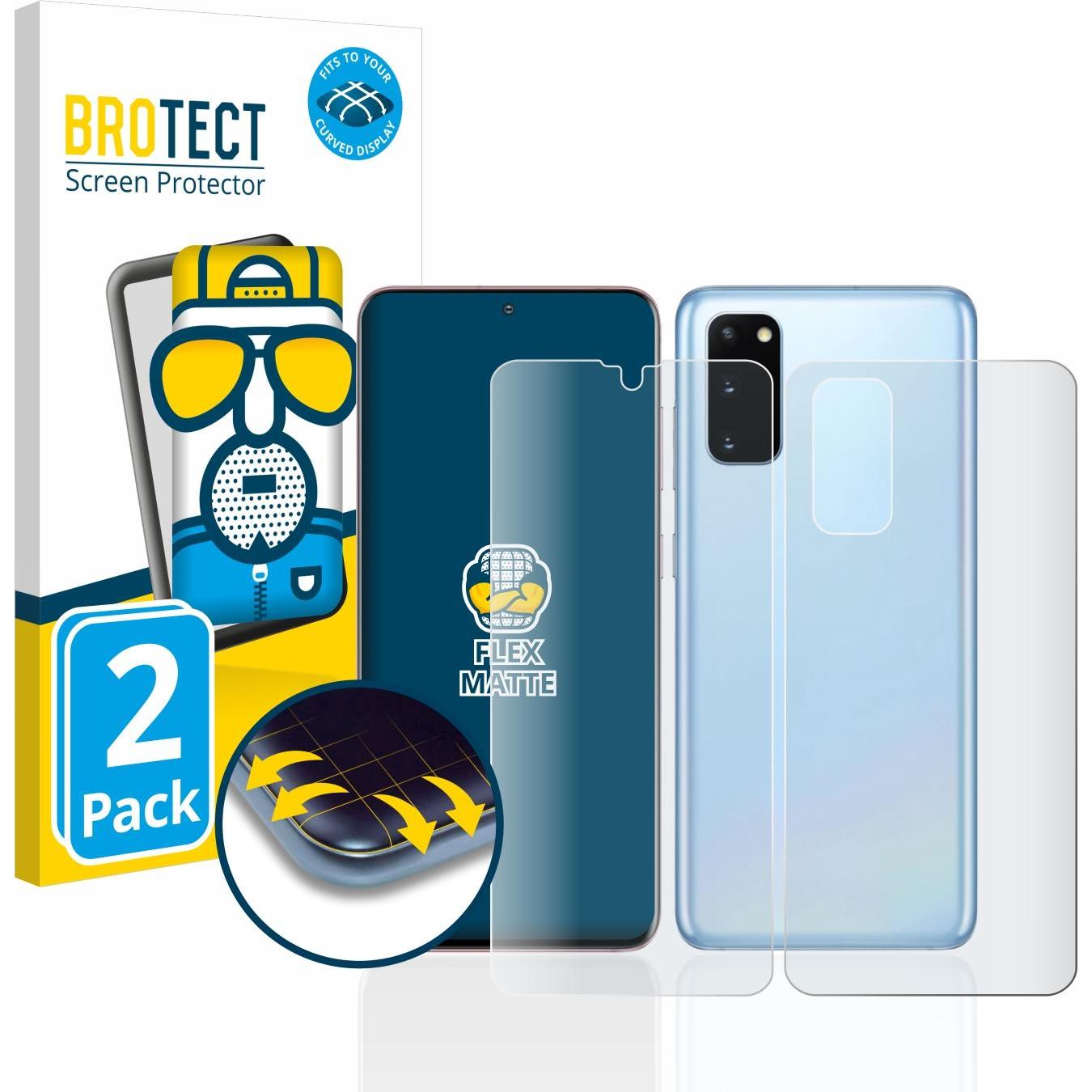 BROTECT Full-Cover Displayschutz Matt (2 Stück, Samsung Galaxy S20 5G), Smartphone Schutzfolie, Grau