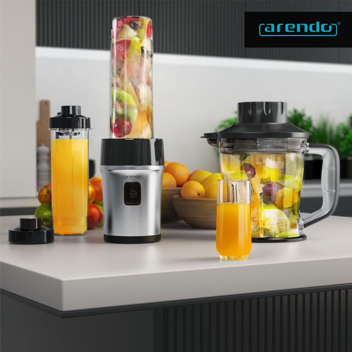 Immagine prodotto Arendo Impastatrice 700 W, frullatore e tritatutto in acciaio inox 1,2L 2IN1 incl. 2x vasi per frullatore (1200 ml, 700 W)