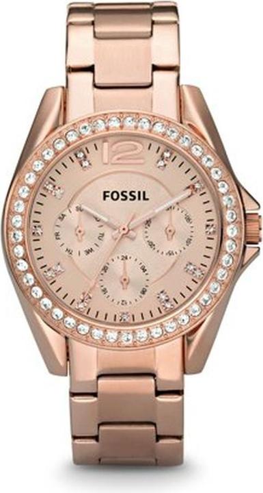 Produktbild Fossil Orologio Cronografo Riley Crystal Accent Tonalità Rosa (Chronograph, Uhr mit Schmuckstein, 38 mm)