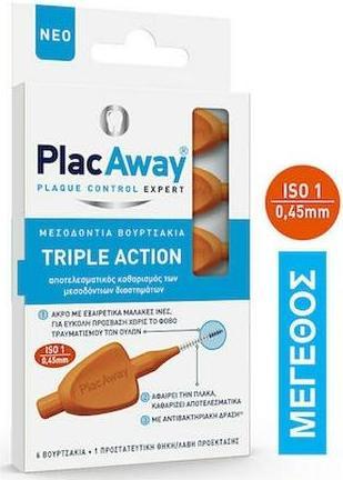 Placaway Plac Away Triple Action Interdentalbürsten 045mm in Orange - 6 Stück (6 x, 45 mm)