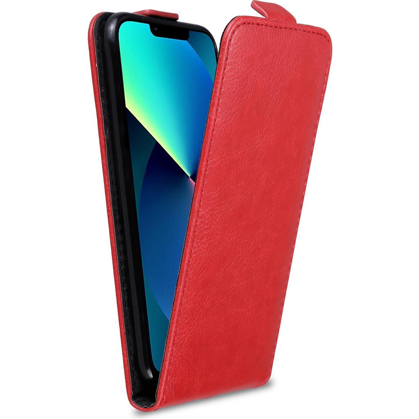 Cadorabo Flip Glatt Hülle (Apple iPhone 13 Pro Max), Smartphone Hülle, Rot