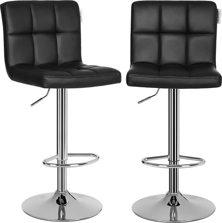 Image du produit Songmics Tabouret de bar réglable en hauteur, similicuir, noir, lot de 2