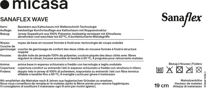 Nutritional values and ingredients Sanaflex Wave (90 x 200 cm, Foam core)