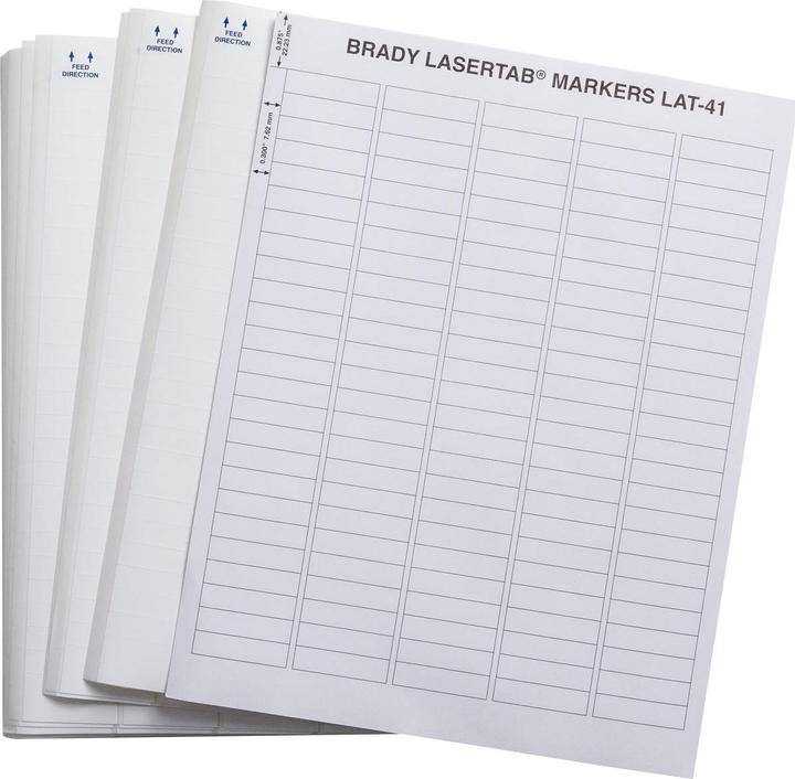 Immagine prodotto Brady LAT-41-707-10, poliestere, opaco, bianco, 38,1 x 9,53 mm, adesivo permanente, lettera USA, 5