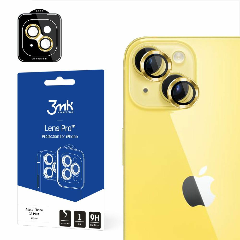 3MK Lens Protection Pro iPhone 14 Plus 6.7" żółty/yellow Ochrona na obiektyw aparatu z ramką montażo (1 Stück, Apple iPh...