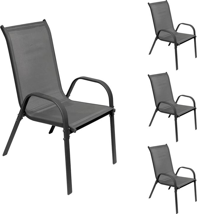 Actual product image Mojawo 4 pieces stacking chair metal - textile colour anthracite - anthracite