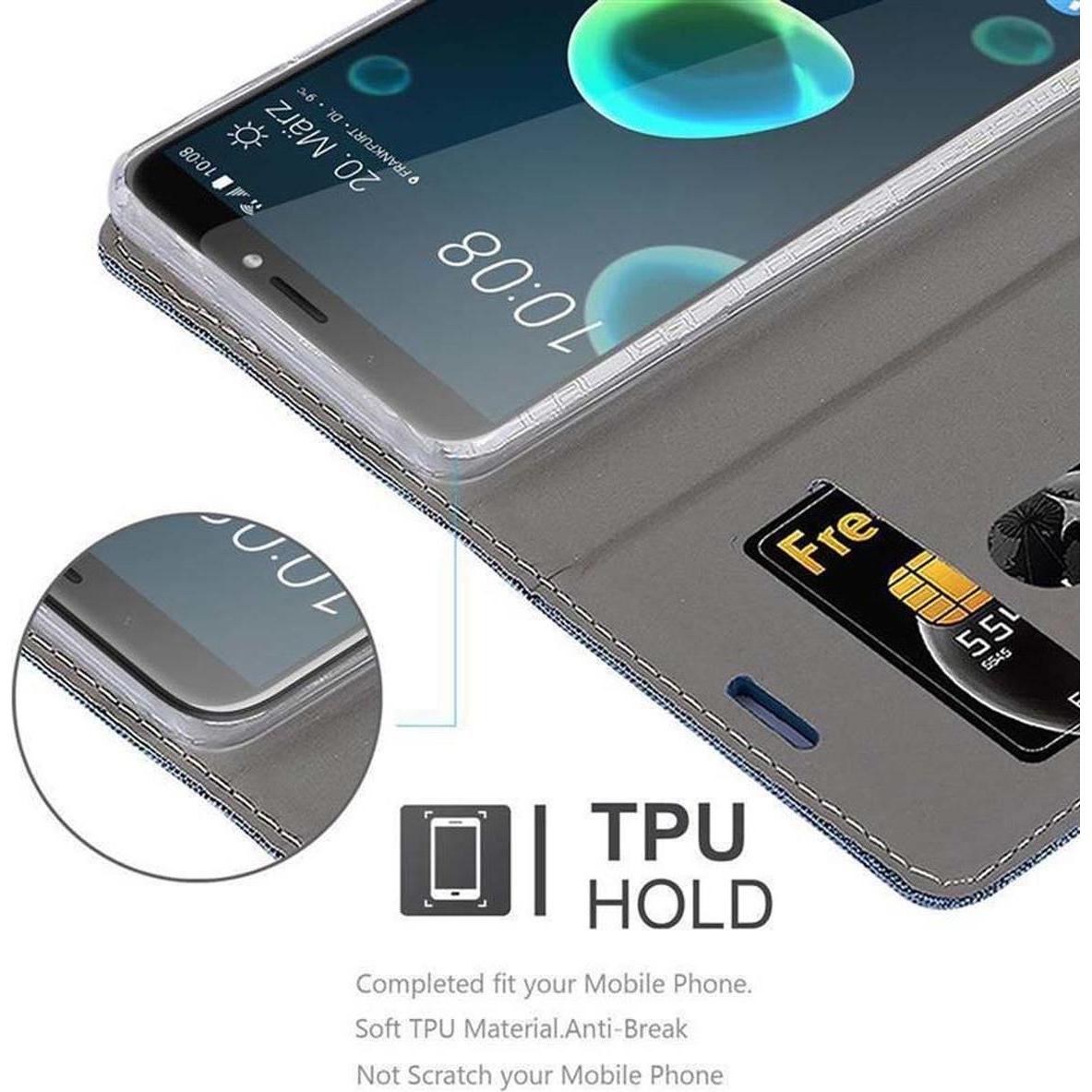 Thumbnail - Cadorabo Book Jeans Optik Cover (HTC Desire 12+), Smartphone Hülle, Blau