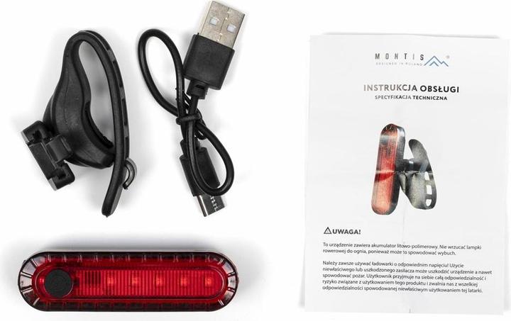 Actual product image Montiss Lampka rowerowa tylna LED MT108