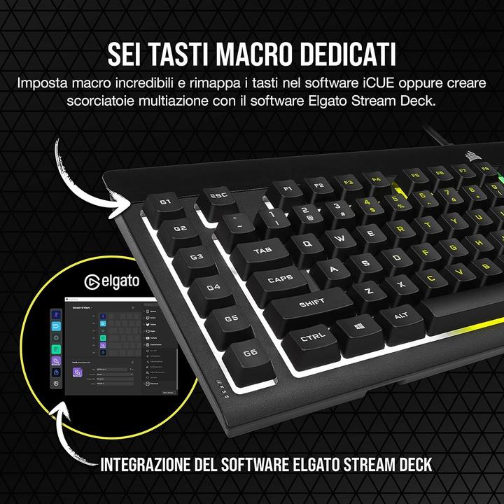 Productafbeelding Corsair K55 RGB PRO USB QWERTY-toetsenbord Zwart (IT, Bedraad)