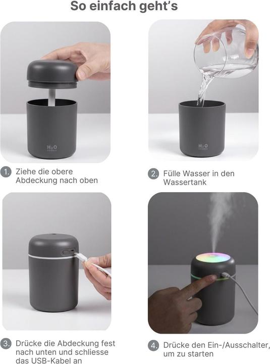 Produktbild Hermex Tragbarer Luftbefeuchter Mini-Luftbefeuchter Ultraschall Diffusor
