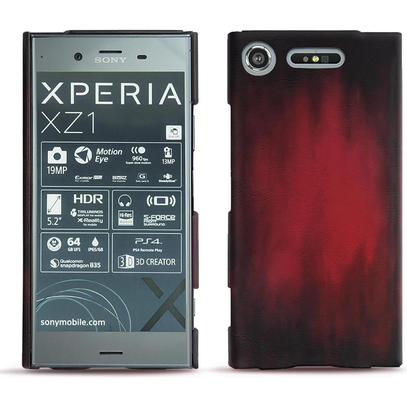 Thumbnail - Noreve Lederschutzhülle (Sony Xperia XZ1), Smartphone Hülle, Rot