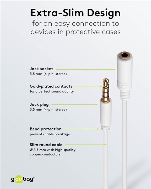 Image du produit Goobay 3.5mm Klinke — 3.5mm Klinke (5 m, Jack 3,5 mm (AUX))