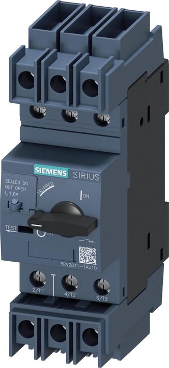 Actual product image Siemens Circuit-breaker 1.6A 3p 1.6A/In IP20 3RV2811-1AD10