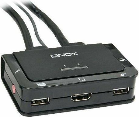 Produktbild Lindy VGA KVM Switch 2 Port USB 2.0 Audio Compact USB 2.0 Audio/Mikrofon