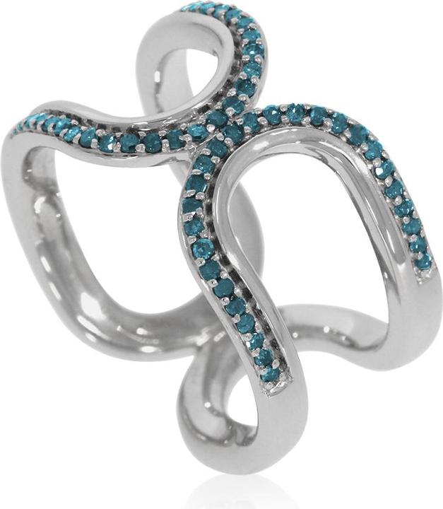 Immagine prodotto Xen Anello con 54 diamanti blu da 0,26 ct. circa placcato in rodio (52, 925 Argento)
