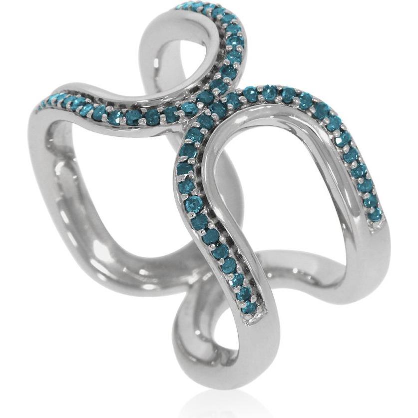 Xen, Ring, Ring mit 54 blauen Diamanten ca. 0,26 ct. rhodiniert, (58, 925 Silber)