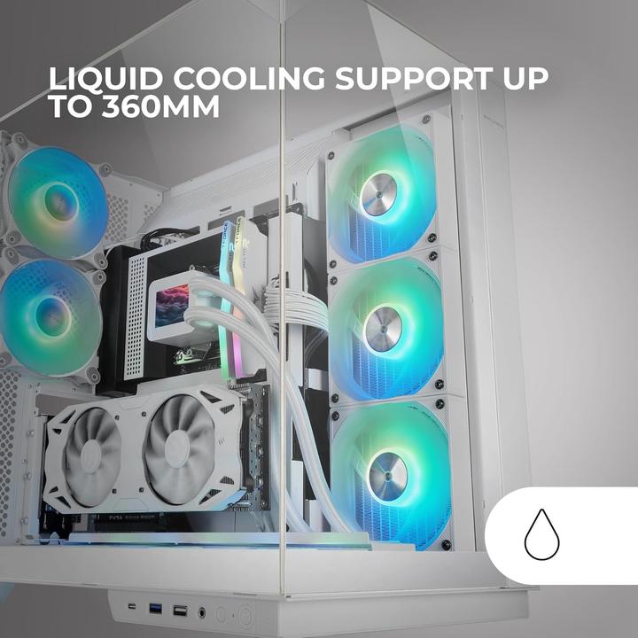 Immagine prodotto Mars Gaming Boitier Moyen Tour Atx Mc-3gf RGB Avec Panneaux Vitrés (Blanc) (ATX, mATX, Mini-ITX)