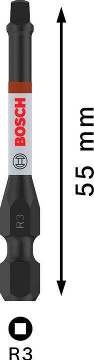 Produktbild Bosch Professional Zubehör PRO Robertson Impact Bit, R3, 55 mm, 2-tlg.