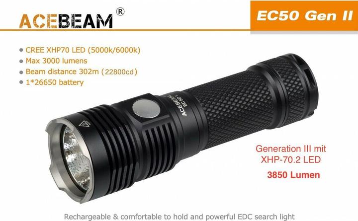 Produktbild AceBeam EC20 SFT-25R HI Schwarze Taschenlampe (10.95 cm, 2500 lm)