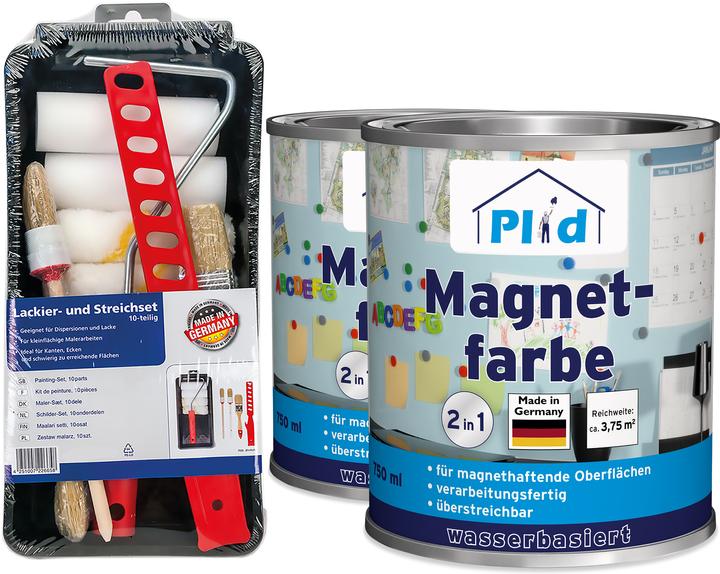 Produktbild Plid Magnetfarbe 1,5L Anthrazitgrau für ca. 4m² + Anstreichset/Magnetlack Magnetwand (Anthrazitgrau, 1.50 l)