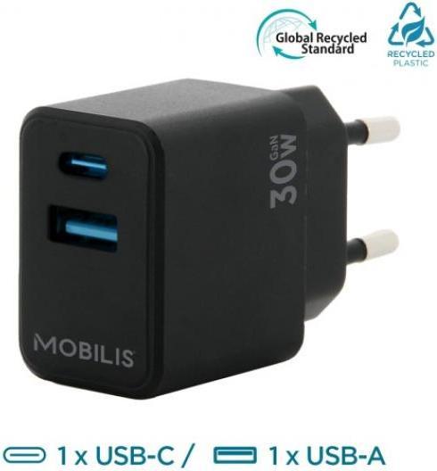 Produktbild Mobilis Wall Charger 30W 1 USB A 1 USB C GaN (30 W, 2 Ports)