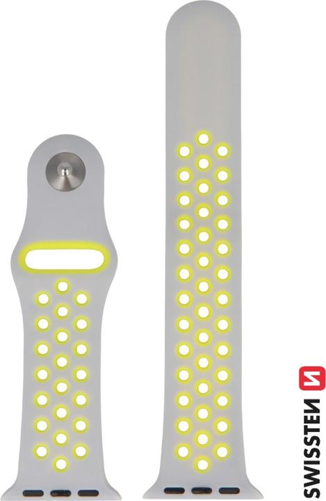 Swissten Silicone Band for Apple Watch - Sport 38/40/41 mm Silver/Yellow (Silicone)