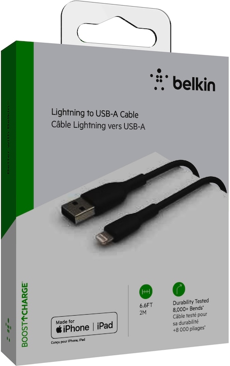 Produktbild Belkin BOOST CHARGE LIGHTNING AUF USB-A-KABEL, 2M, Schwarz (2 m, USB 2.0)