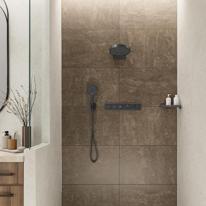 Actual product image hansgrohe HG wall connection FixFit Q with shower holder brushed black