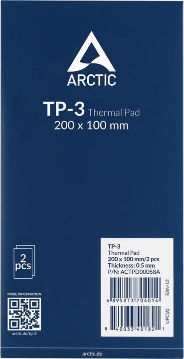 Image du produit Arctic TP-3 (200x100mm, t:0.5mm) Pack de 2pcs (0.50 mm, 6 W/m K)