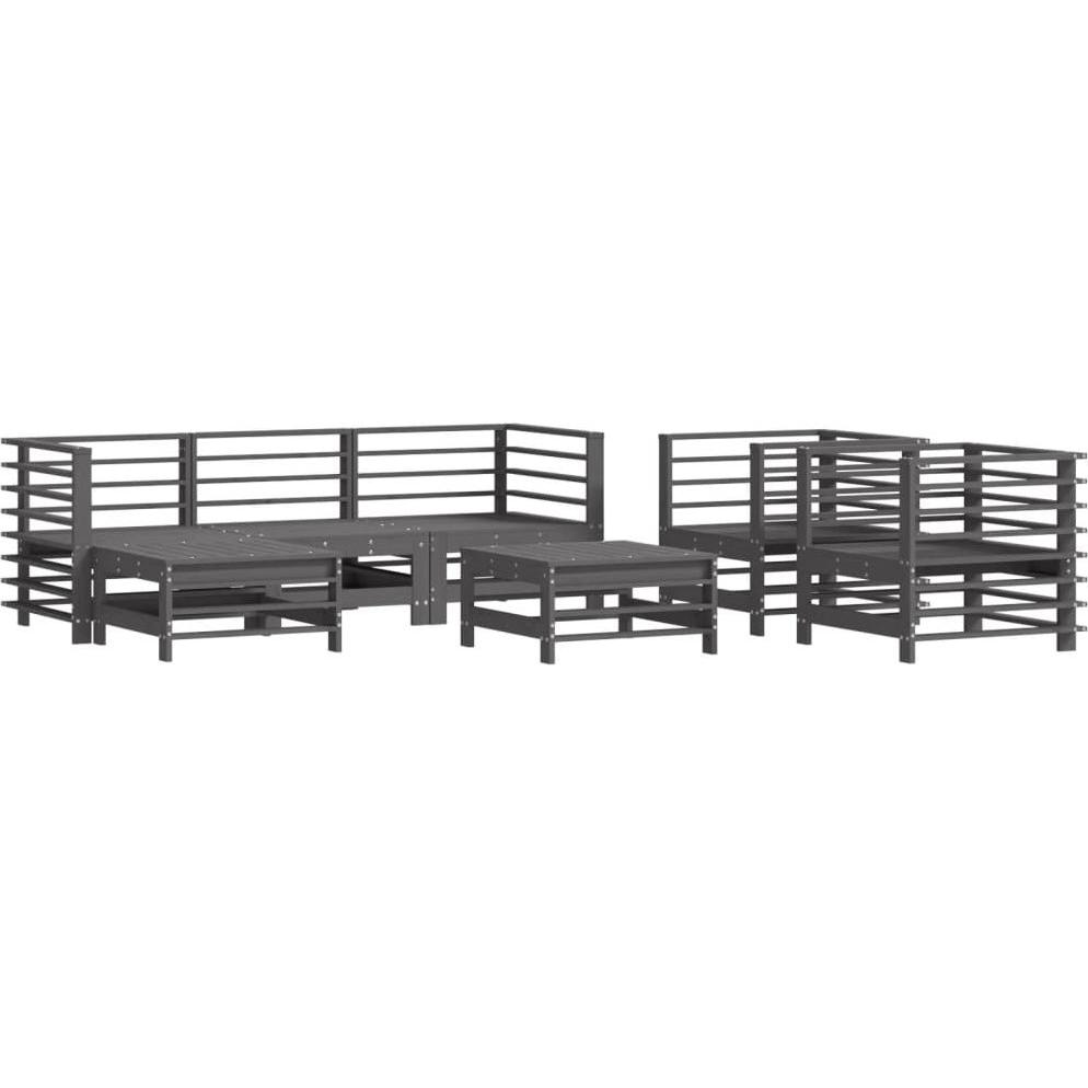 VidaXL, Gartenlounge, 7-tlg. Garten-Lounge-Set Grau Massivholz Kiefer,Farbe