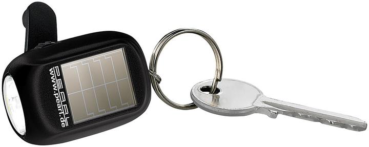 Produktbild Pearl Mini-Solar-Taschenlampe mit Dynamo & Schlüsselring, 0,1 W, 8 lm