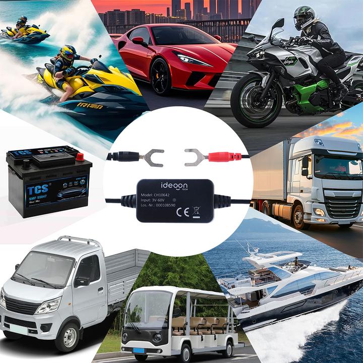 Immagine prodotto Ideoon Kfz-Batterie-Wächter, App, 6-12V, IPX7