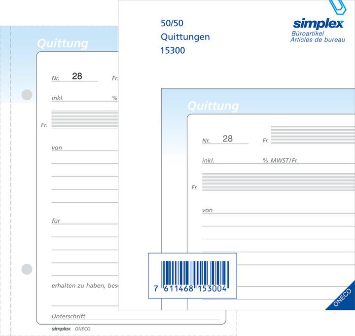 Image du produit Simplex Carnet de reçus autocopiant (100 x)