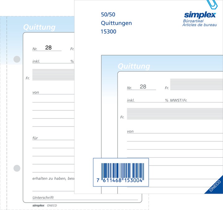 Produktbild Simplex Durchschreibebuch Quittungen (100 x)