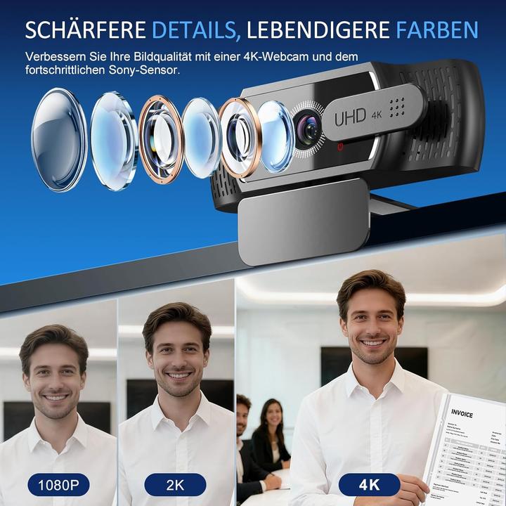Actual product image Yimona 4K Webcam W12 mit Sony-Sensor und Autofokus