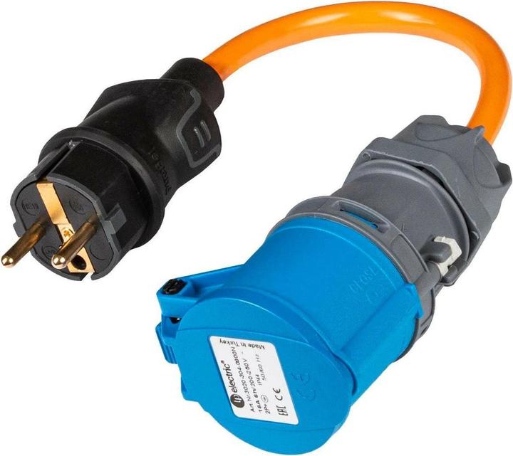 Normrahmen Adapter cable CEE16/3 - Schuko (0.20 m)