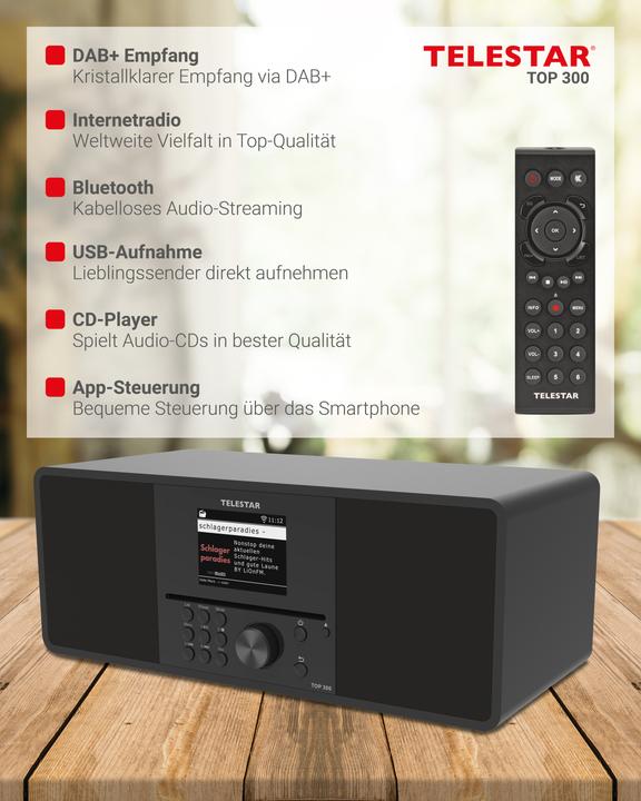 Produktbild Telestar Top 300 (DAB+, FM, Internetradio, WLAN, Bluetooth)