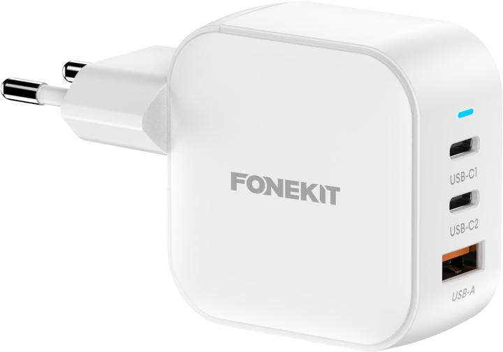 FoneKit PD 70W Wall Charger, USB-C + USB-C + USB-A, white (70 W, 3 ports)