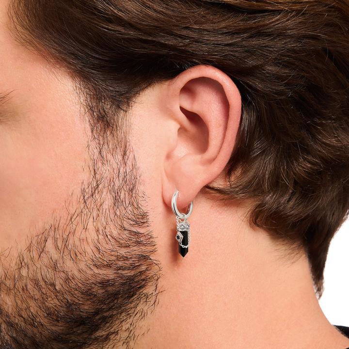 Image du produit Thomas Sabo Créole simple avec pendentif en onyx et chaîne en argent noirci (Noirci, Argent sterling 925)