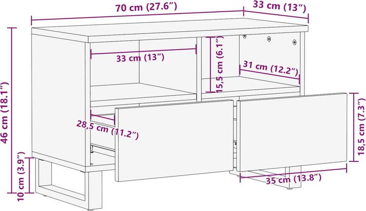 Actual product image vidaXL TV-Schränk (70 x 33.50 x 46 cm)
