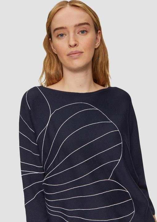 Produktbild S.Oliver Strickpullover Strickpullover mit Fledermausärmeln und floraler Stickerei (34)