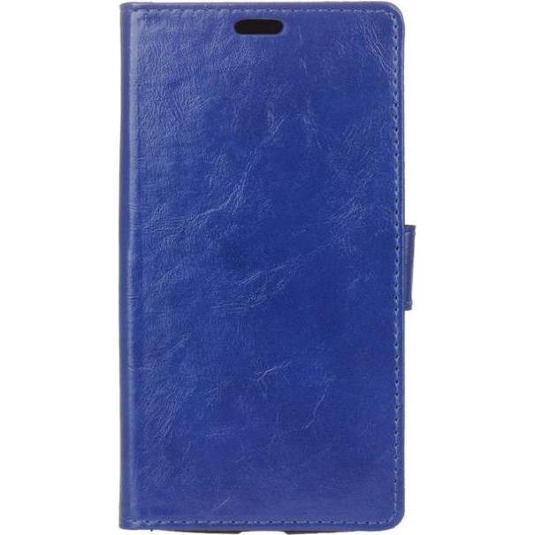 MU Classic Crazy Horse Leder Bookcover Series (Xiaomi Redmi 8A), Smartphone Hülle, Blau