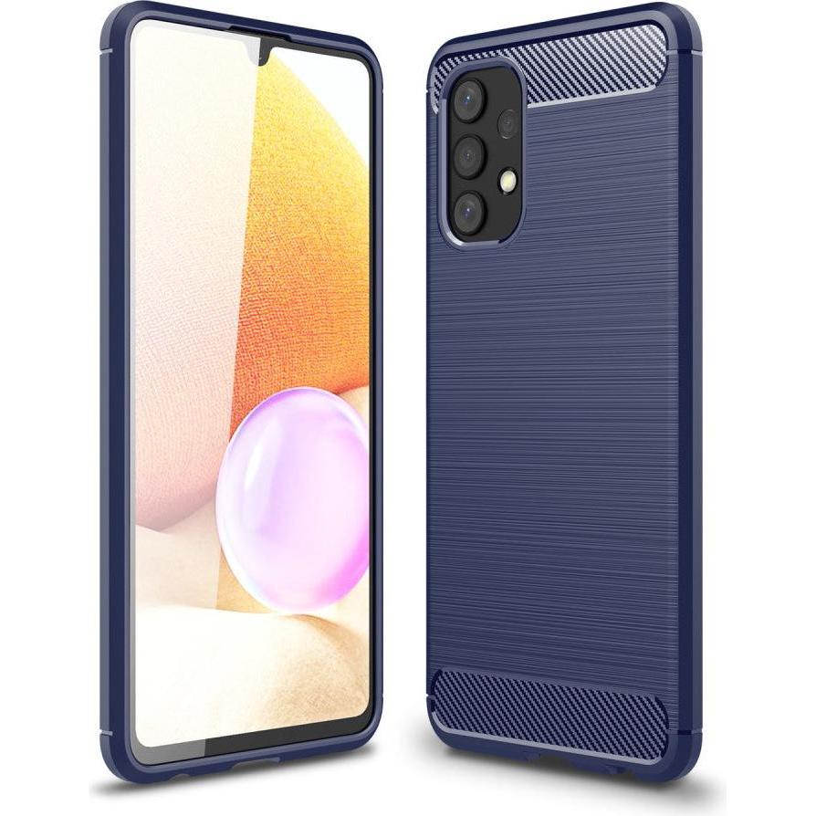 Thumbnail - Cover-Discount Galaxy A32 - Metall Carbon Look Gummi Hülle blau (Samsung Galaxy A32), Smartphone Hülle, Blau