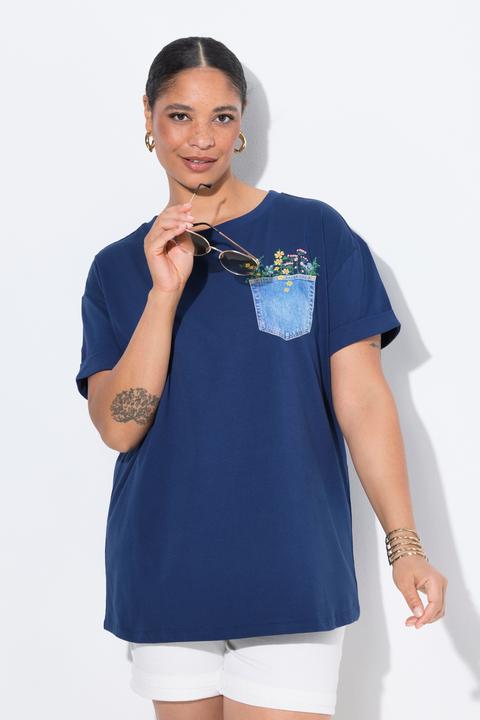 Produktbild Miamoda T-Shirt, Boxy Fit, Brusttaschen-Druck mit Glitzer (46)