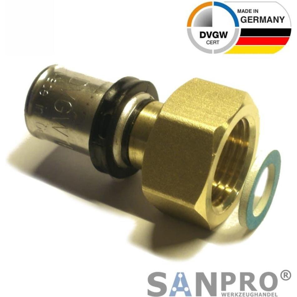 Sanpro, Rohrverbindungstechnik, THPRESS Pressfitting Verschraubung mit IG Überwurfmutter 32x3 - 1" (Rohrverschraubung)