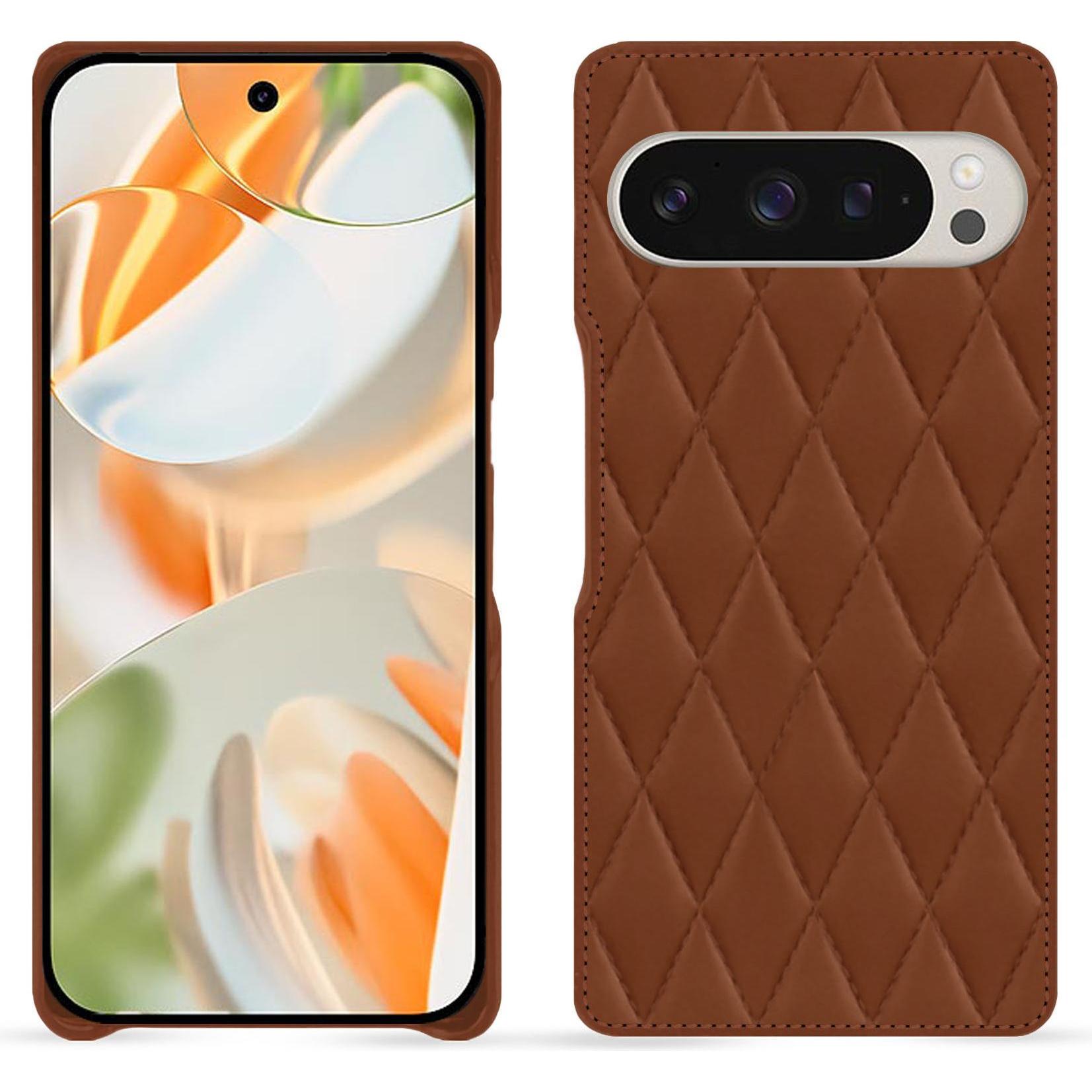 Noreve Lederschutzhülle (Google Pixel 9 Pro), Smartphone Hülle, Braun