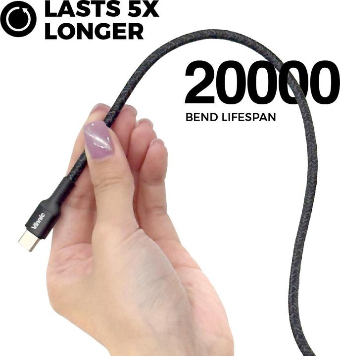 Actual product image Vinnic USB C - USB C (0.10 m, USB 2.0, 60 W)