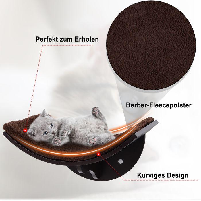 Image du produit Swisshandel24 Lit pour chats Étagère pour chats Chaise longue murale Revêtement en peluche MDF Marron 41 x 28 x 21 (Chat)