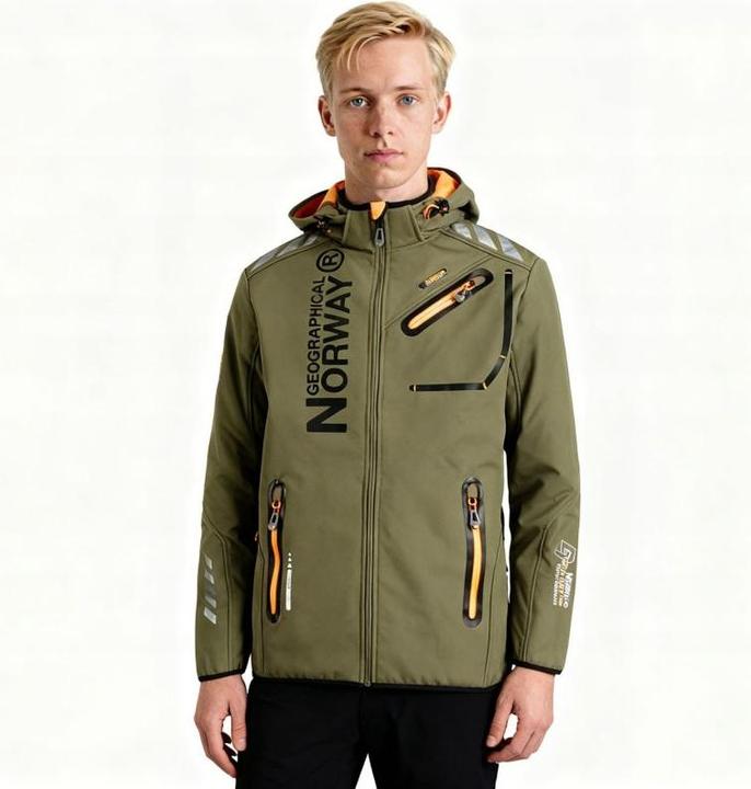 Actual product image Geographical Norway Royaute DB 068 M WY1996H/GN-Kaki / Orange Softshell Jacket